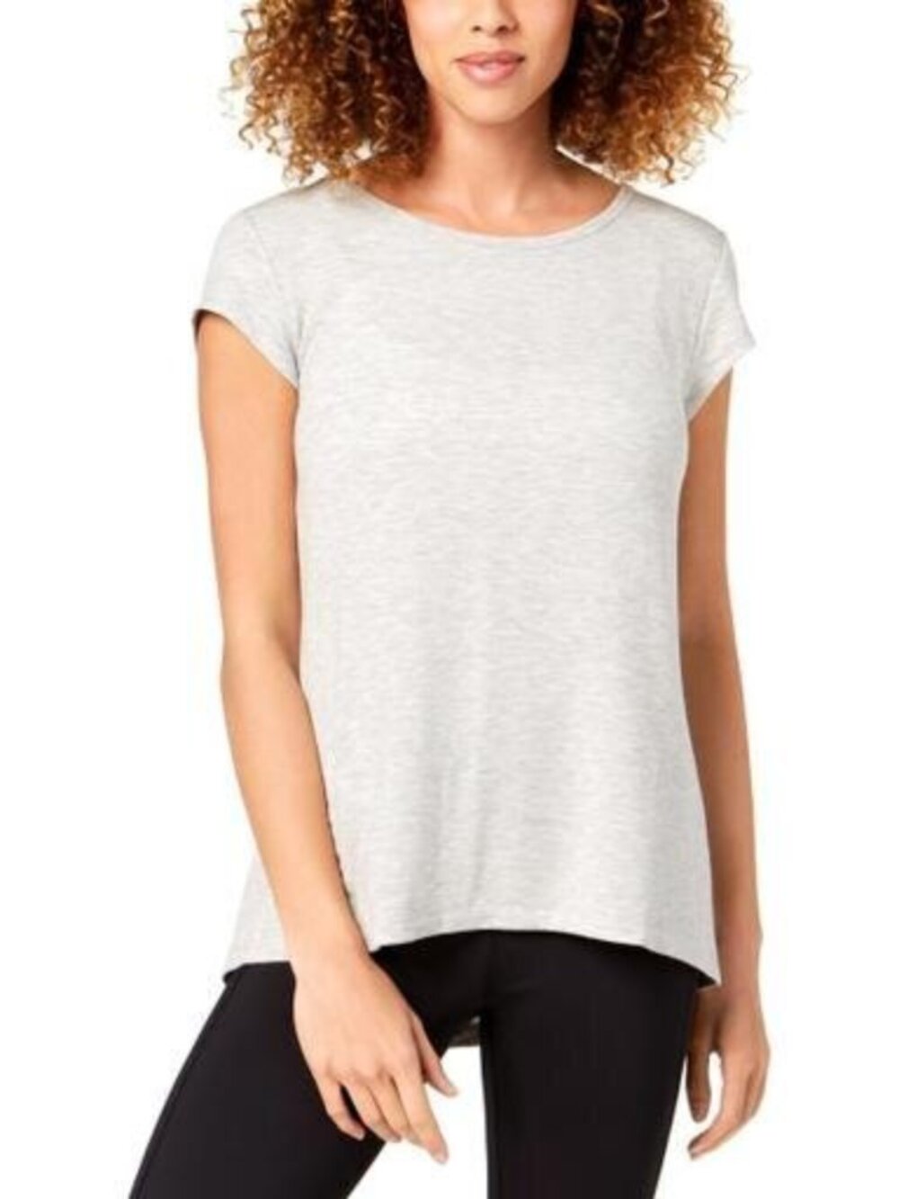 Ideology Womens Activewear Cutout Back Short Sleeve Knit Top